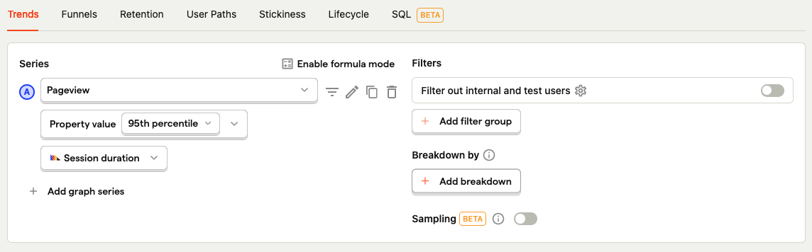 95th percentile session duration setup